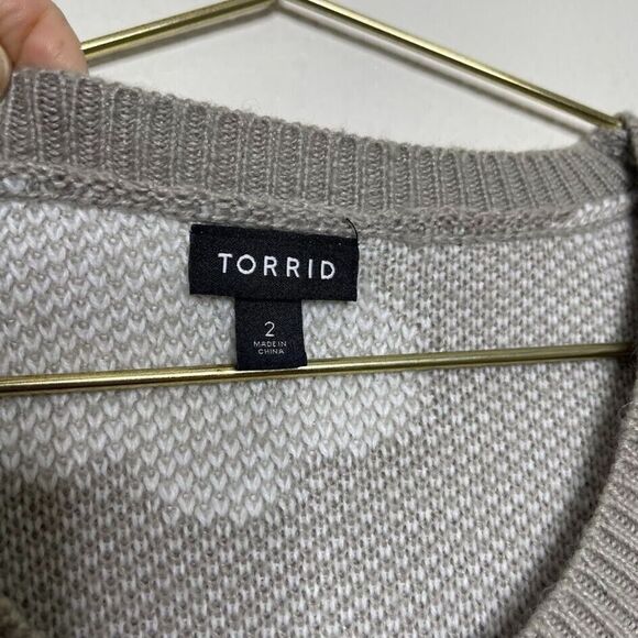 Torrid Sweater 2X Oversized Pullover Long Tunic  Knit Cloud Rainbow Preppy - Picture 3 of 8